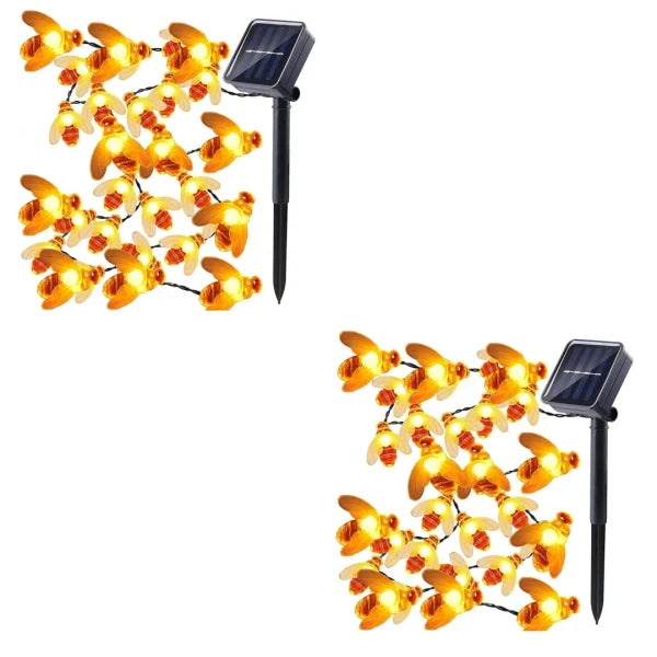 Set 2 x Instalatie solara cu 30 albinute LED, alb cald